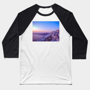 Santorini, Greece Scenic Sunset Baseball T-Shirt